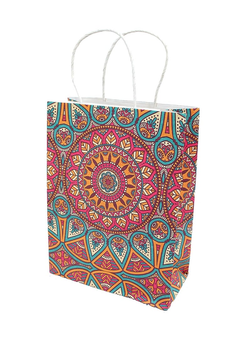 Gift Bags - Small Paper Bags for Return Gifts - Party Favor Goodie Bags, Small Carry Bags Size 7.5x3.5x10 Inches for Gifting, Paper Gift Covers- Paper Bags (Pack of 5, Mandala))