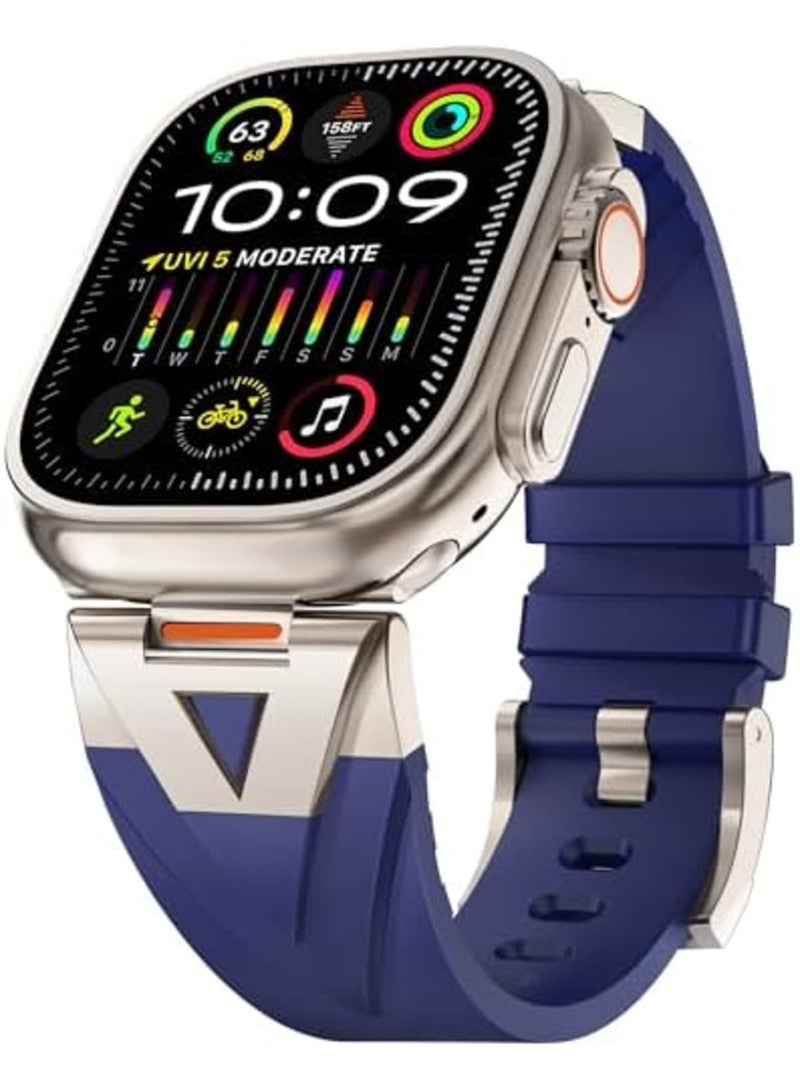 SYOSI Designed for Apple Watch Bands for Men Apple Watch Ultra 2 Band 49mm,Silicone Sport Band with Rugged Metal Connector for iWatch Ultra Band Series 11 10 9 SE 8 7 6 5 49mm 46mm 45mm 44mm-Blue - Image 1