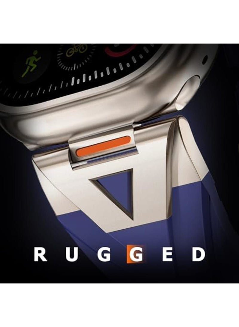 SYOSI Designed for Apple Watch Bands for Men Apple Watch Ultra 2 Band 49mm,Silicone Sport Band with Rugged Metal Connector for iWatch Ultra Band Series 11 10 9 SE 8 7 6 5 49mm 46mm 45mm 44mm-Blue - Image 2