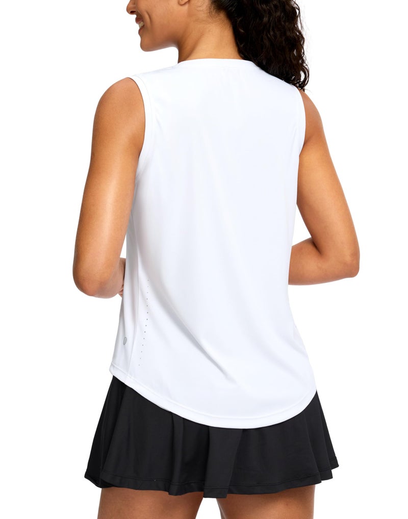 SANTINY Sleeveless Workout Tops for Women Breathable Lightweight Athletic Running Tank Tops Active Tennis Yoga Shirts (White_L) - Image 1