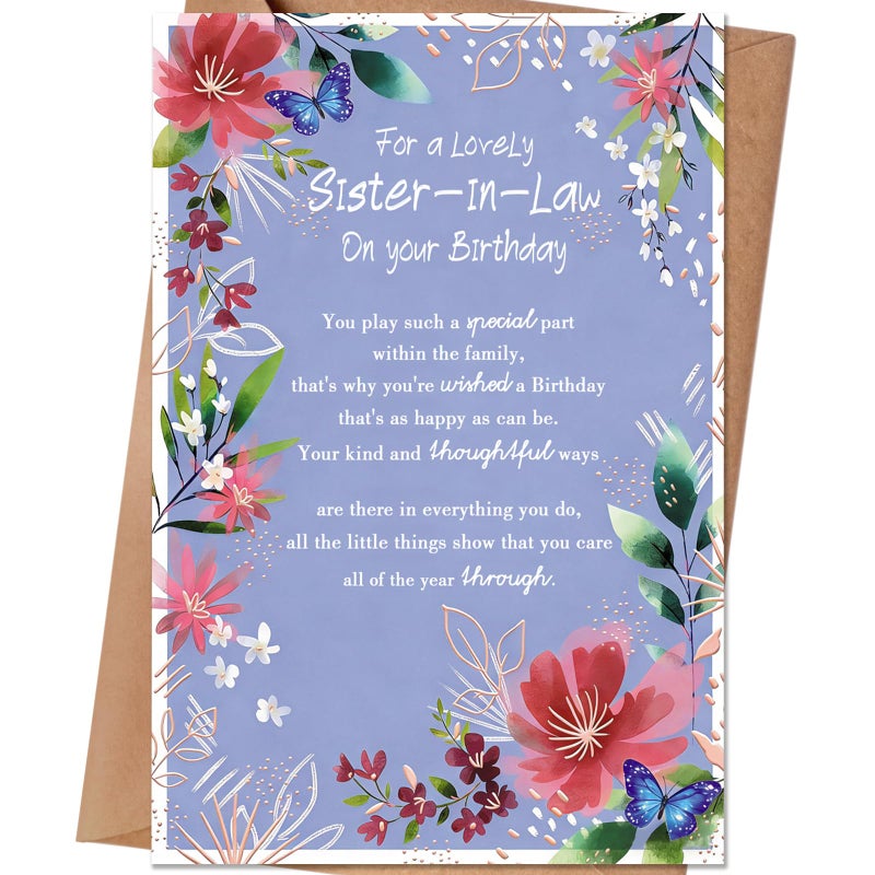 HEJOYN Sister In Law Birthday Card, Happy Birthday Cards Gift for Sister-In-Law - Image 1