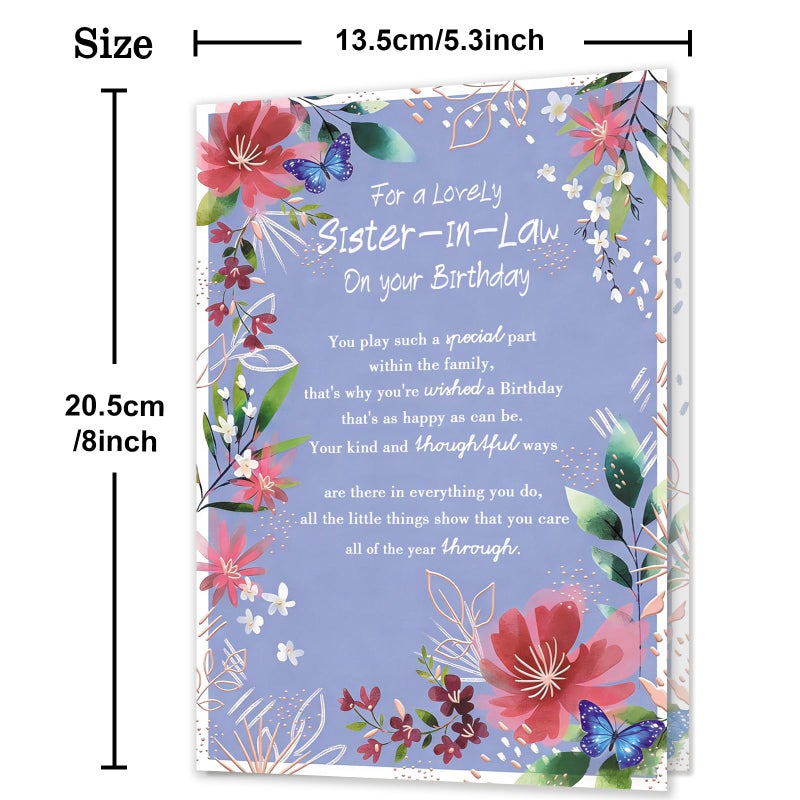 HEJOYN Sister In Law Birthday Card, Happy Birthday Cards Gift for Sister-In-Law - Image 3
