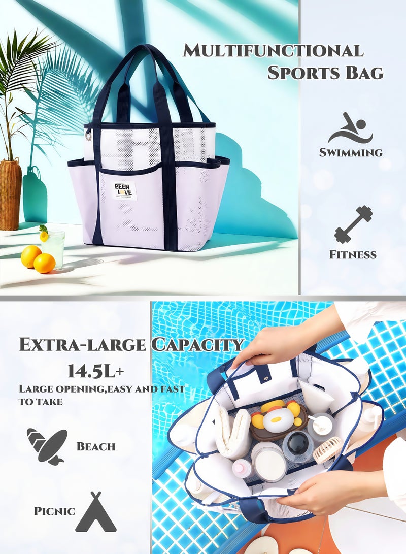 Generic Quick-drying Beach Bag Sport Bag Handbag Set,Gym Bag,Travel Bag, Swimming Bag,Wash or Makeup Handbag, Cool Quick-drying Fabric, Long Handle for Shoulder and Back, Durable, for Swimming, Fitness, Beach Vacation, Picnic, Camping (14.5L+ ,Lavender)  - Image 2