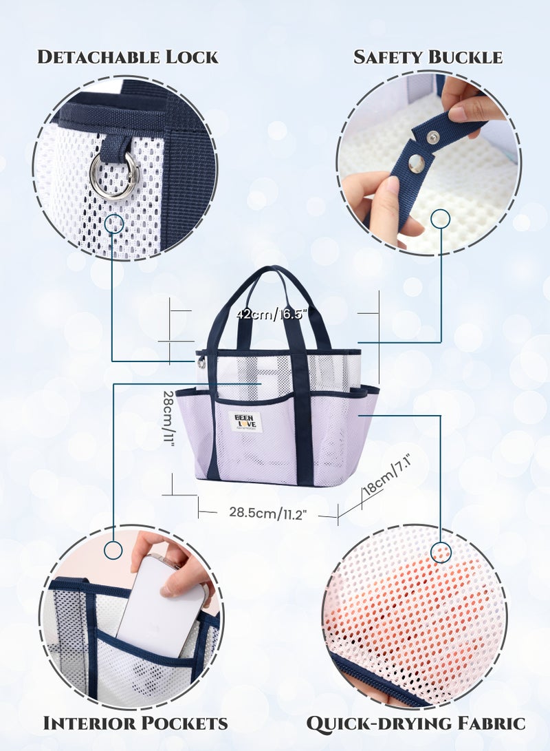 Generic Quick-drying Beach Bag Sport Bag Handbag Set,Gym Bag,Travel Bag, Swimming Bag,Wash or Makeup Handbag, Cool Quick-drying Fabric, Long Handle for Shoulder and Back, Durable, for Swimming, Fitness, Beach Vacation, Picnic, Camping (14.5L+ ,Lavender)  - Image 4