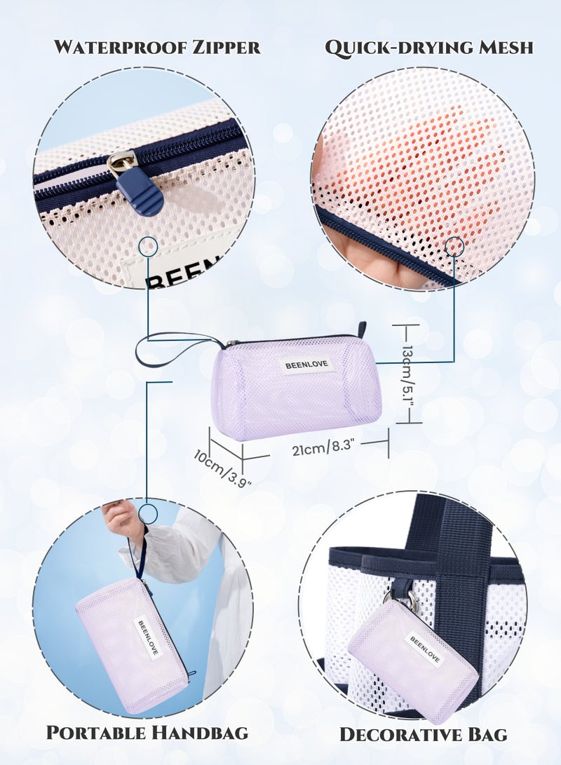 Generic Quick-drying Beach Bag Sport Bag Handbag Set,Gym Bag,Travel Bag, Swimming Bag,Wash or Makeup Handbag, Cool Quick-drying Fabric, Long Handle for Shoulder and Back, Durable, for Swimming, Fitness, Beach Vacation, Picnic, Camping (14.5L+ ,Lavender)  - Image 5