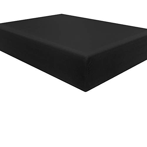 NTBAY Full Fitted Sheet Only  Brushed Microfiber Deep Pocket Fitted Sheet  Soft WrinkleFree FadeResistant StainResistant Hotel Quality Fitted Bed Sheet Black