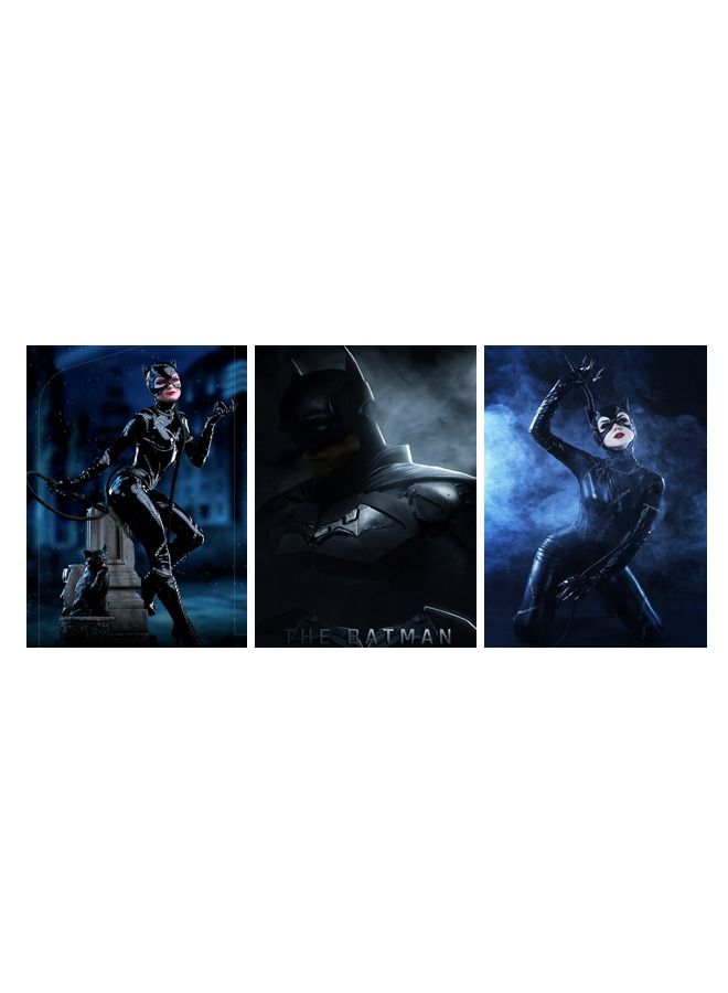 Marktna Decorative Wall Art Painting with The batman Movie Design 3 Pieces Size 120x60cm - Image 2