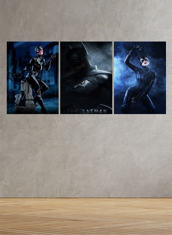 Marktna Decorative Wall Art Painting with The batman Movie Design 3 Pieces Size 120x60cm - Image 1
