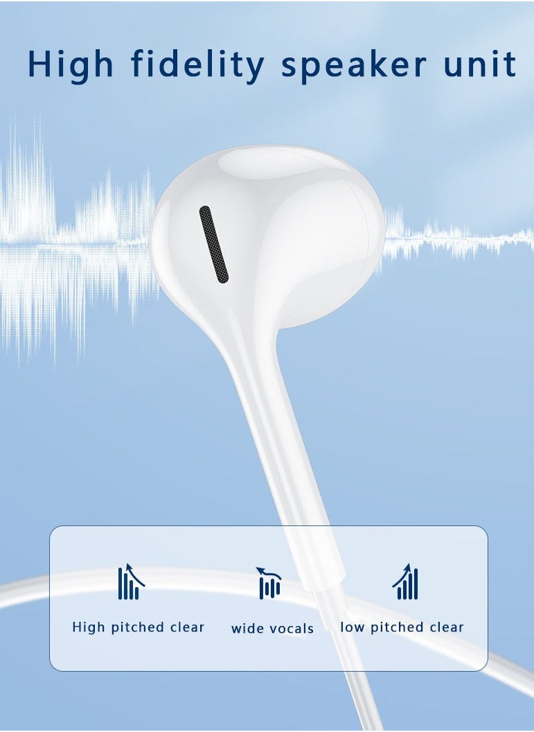 Samu - USB C Headphone, Type-C Earbuds Wired Earphones with Microphone and Volume Control, in-Ear Earbud for iPhone 15 Pro/Max/Plus,Google Pixel,Oneplus,Samsung Galaxy,iPad Pro, and MacBook (White) White - Image 1