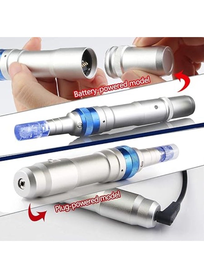 مِبْرَد ديرما بن كهربائي قابل لإعادة الشحن – إبر ميكرونيدل قابلة للتعديل 0.25–2.5 مم + خرطوستان 12‑PIN لعلاج الصلع، الندبات وحب الشباب - Image 2