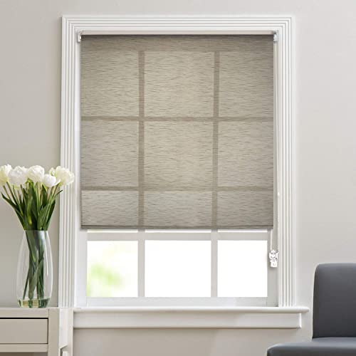Deco Window Sheer Roller Blinds for Windows (38 Inches W X 84 Inches H, Dark Beige) Roll-Up Shades, Light Filtering, Sun UV Protection Polyester Curtains for Home & Office - Image 1