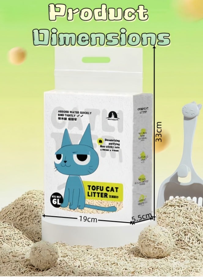 رمل قطط من التوفو، رمل بمكونات طبيعية 100%، قابل للغسل في المرحاض، خالٍ من الغبار، سريع التكتل، خفيف الوزن، حبيبات رمل قطط قليلة التتبع، تحكم فعال في الروائح، بدون رائحة، 6 لتر (بنكهة اللافندر) - Image 3