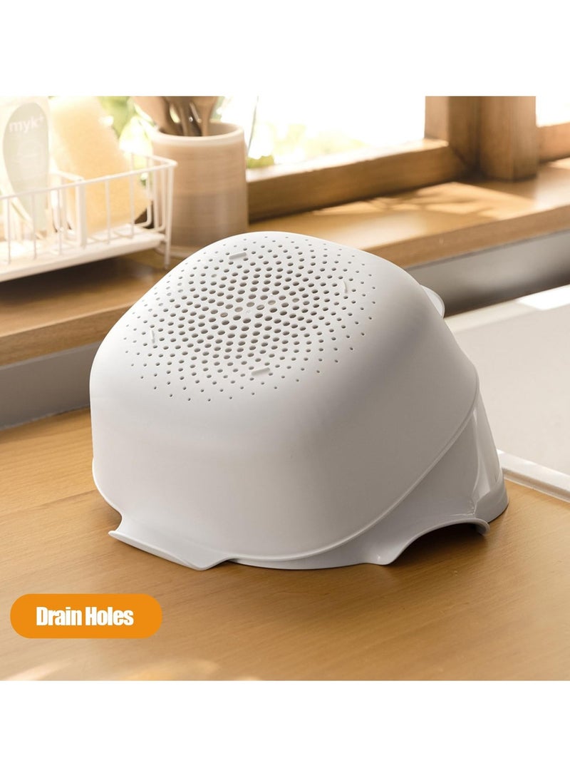 Captaintech Large and Small Kitchen Colander Set, Fruits Vegetables Washing Bowl, 2 in 1 Double Layered Plastic Food Strainer Basket for Spaghetti, Berry, Salads, Pasta, BPA-Free, White - Image 3