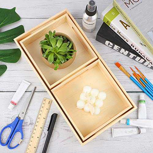 Aodaer 7 Pieces Wooden Nested Serving Trays Rectangular Shape Wood Trays Serving Trays with Handles for Kitchen Party Dinner Snacks - Image 5