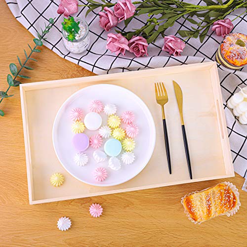 Aodaer 7 Pieces Wooden Nested Serving Trays Rectangular Shape Wood Trays Serving Trays with Handles for Kitchen Party Dinner Snacks - Image 4