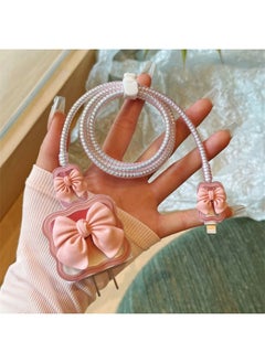 Pink Bow Suitable For Apple 20w Charging Head Protective Cover 18w Charger Protective Shell Scratch Adhesive Sticker-Specifications:20w Pink Bow Suit