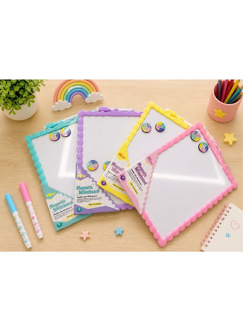 Magnetic Dry Erase White Board (28x39 cm) for Office School & Home – Portable Reusable Writing Board with Smooth Easy Clean Surface for Planning Notes Teaching Scheduling & Organization Durable Magnetic Whiteboard for Classroom Meetings & Daily Organization – Lightweight Erasable Memo Board for Writing Brainstorming Task Tracking Presentations & Home Office Productivity - Pink - Image 3