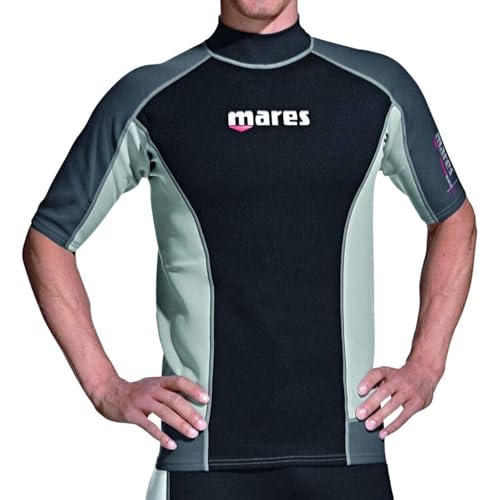 Mares Men's Trilastic Short-Sleeve Rash Guard | UPF 50+ Sun Protection Lightweight Quick-Dry Swim Shirt with Flat Seam Construction | Ideal for Water Sports, Small Black Grey - Image 1