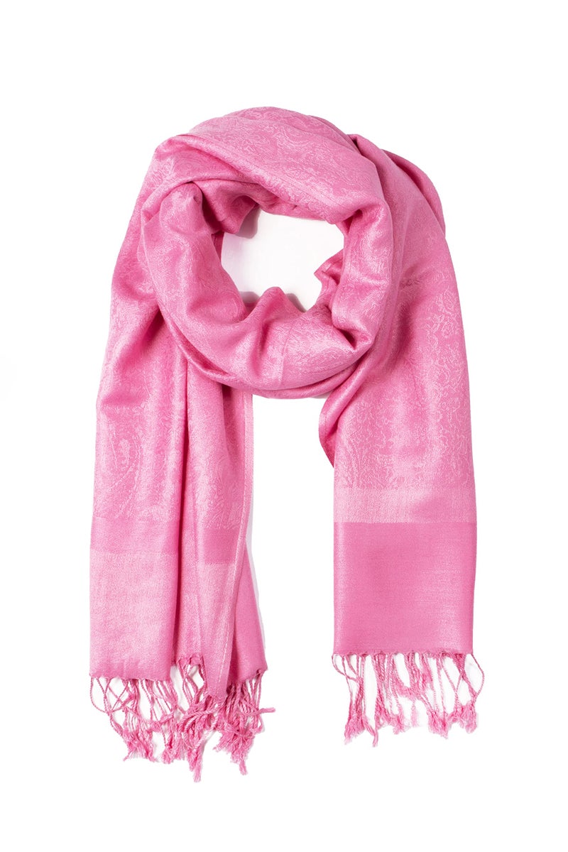 Sakkas Two Tone Vintage Jacquard Paisley Pashmina Shawl Wrap Scarf Stole - Baby Pink - Image 5