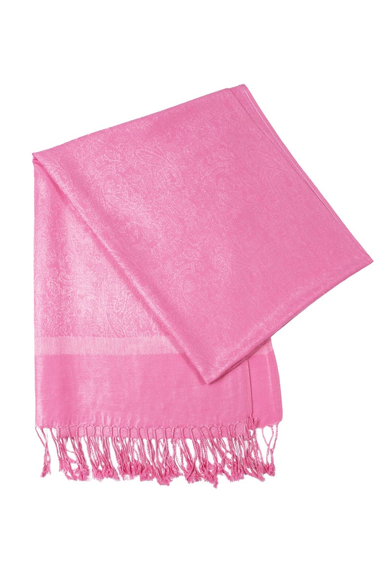 Sakkas Two Tone Vintage Jacquard Paisley Pashmina Shawl Wrap Scarf Stole - Baby Pink - Image 4