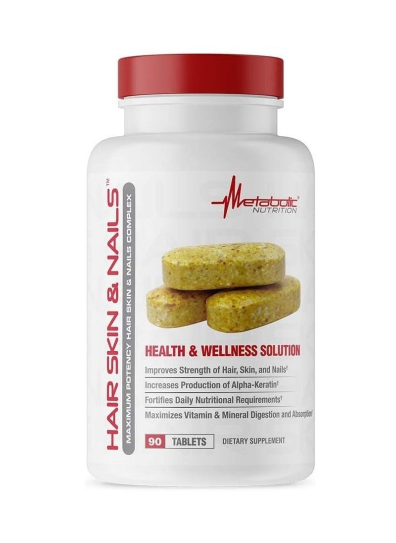 Metabolic Nutrition - Hair, Skin & Nails Dietary Supplement Maximum Health Potency 90 Tablets - Image 1