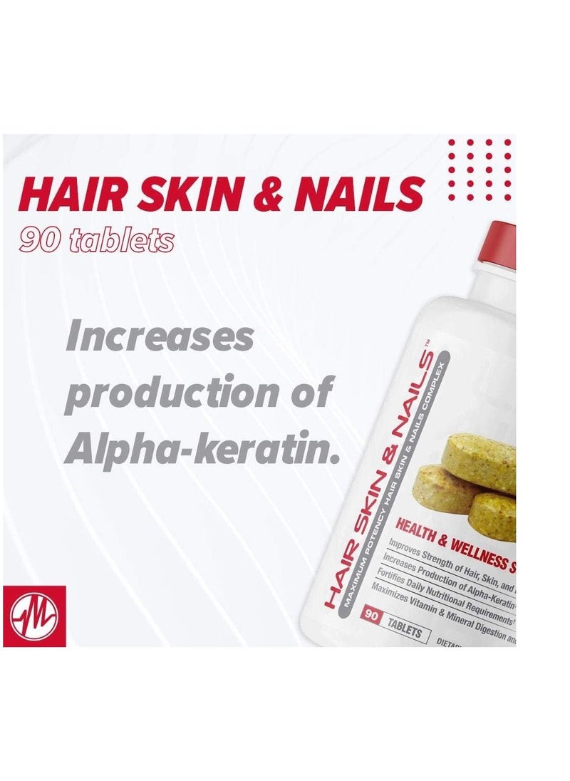 Metabolic Nutrition - Hair, Skin & Nails Dietary Supplement Maximum Health Potency 90 Tablets - Image 1