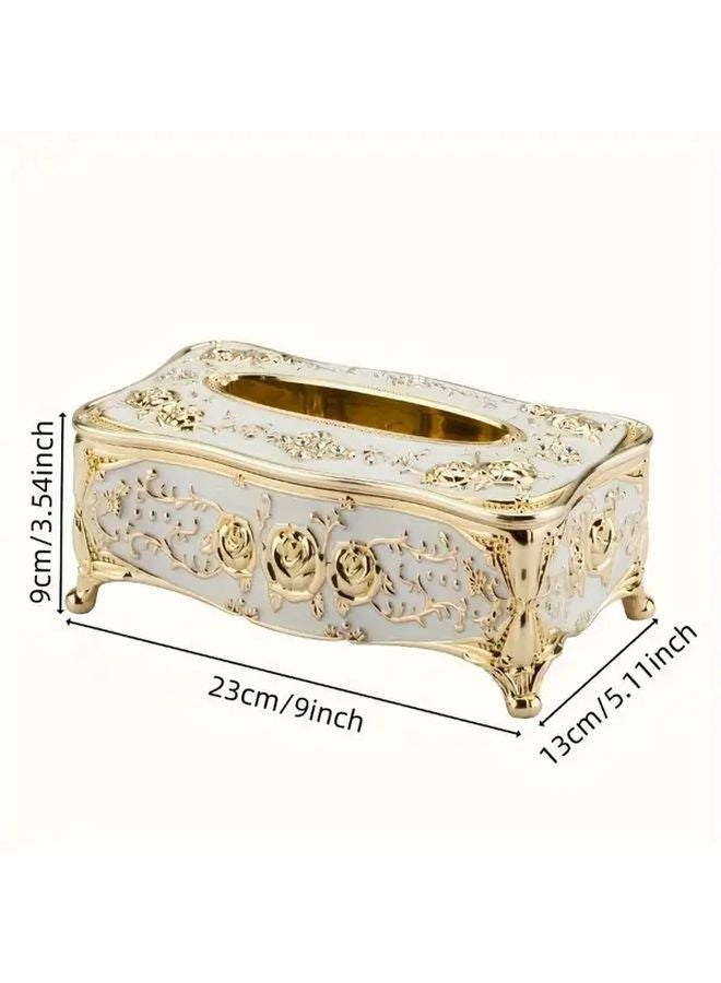 Silvery Rose Pattern Tissue Box Cover Holder For Bathroom Living Room Bedroom - Image 4