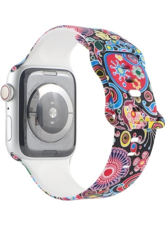 NIBEMINENT 8 Buckle Printed Replacement Strap Watchband for Apple Watch Series 7/6/SE/5/4/3/2/1 42/44/45mm Folk-Custom - Image 3