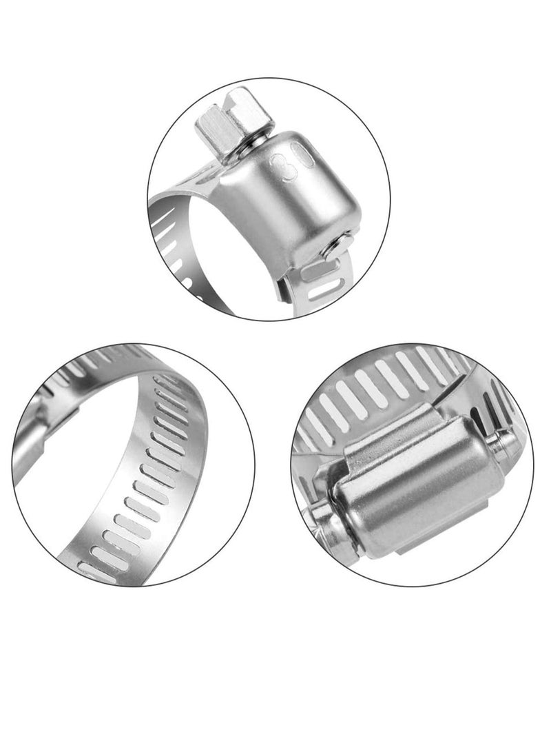 SYOSI Hose Clamp 26 Pieces Stainless Steel Adjustable Size Range Worm Gear Hose Clamp Fuel Line Clamp for Plumbing Automotive And Mechanical Application Pipes Clip Fixed Tool  - Image 2