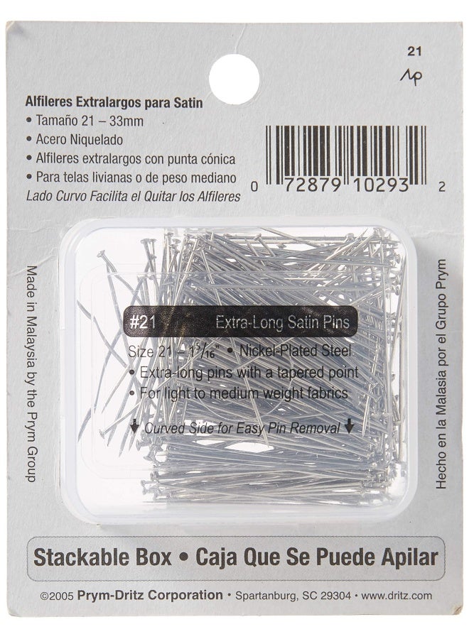Dritz 21 Satin Pins Extra Long 1-5 16-Inch 300-Count - Image 2