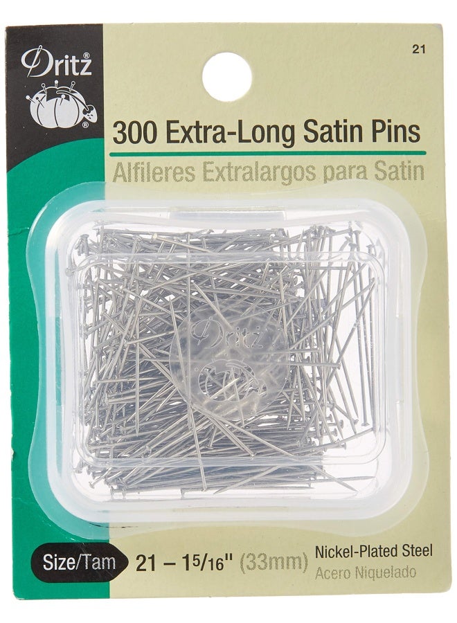 Dritz 21 Satin Pins Extra Long 1-5 16-Inch 300-Count - Image 1