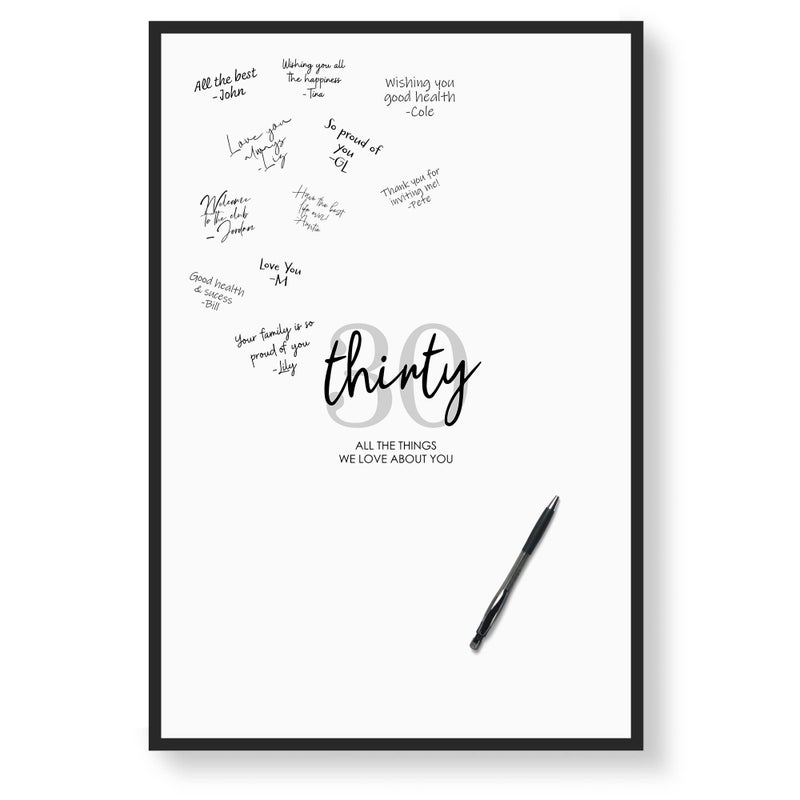 Karto 30th Birthday Signature Board for Party - Party Supplies, Guest Book, Signing Board, Or Card Alternative - Poster Size 11x17 (Unframed) - Simple Grey - Image 1
