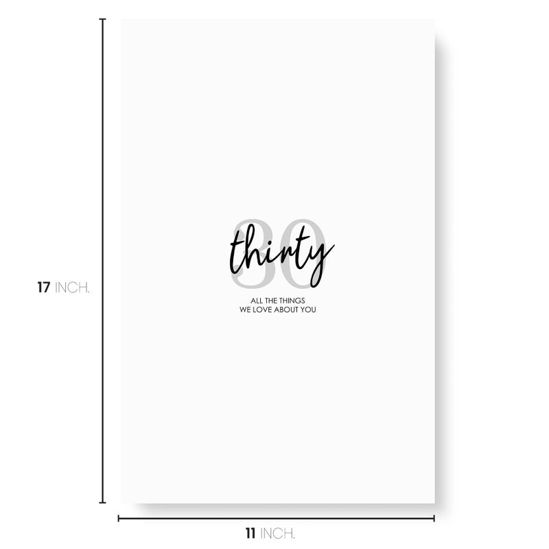 Karto 30th Birthday Signature Board for Party - Party Supplies, Guest Book, Signing Board, Or Card Alternative - Poster Size 11x17 (Unframed) - Simple Grey - Image 3