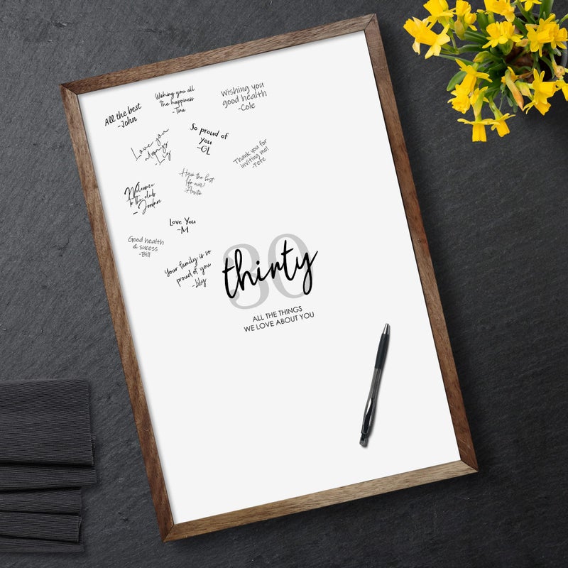 Karto 30th Birthday Signature Board for Party - Party Supplies, Guest Book, Signing Board, Or Card Alternative - Poster Size 11x17 (Unframed) - Simple Grey - Image 4