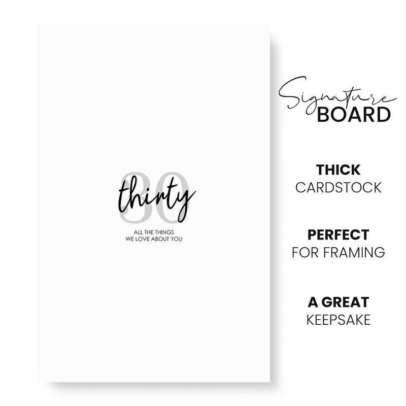 Karto 30th Birthday Signature Board for Party - Party Supplies, Guest Book, Signing Board, Or Card Alternative - Poster Size 11x17 (Unframed) - Simple Grey - Image 2