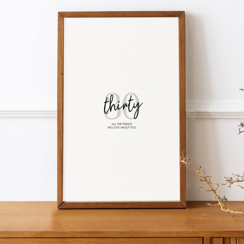 Karto 30th Birthday Signature Board for Party - Party Supplies, Guest Book, Signing Board, Or Card Alternative - Poster Size 11x17 (Unframed) - Simple Grey - Image 5