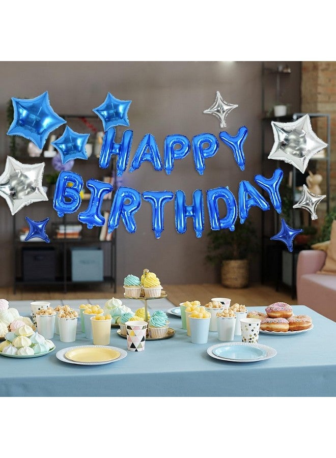 TONIFUL 35PCS Blue Happy Birthday Decorations 16 Inch Happy Birthday Balloon Banner with Star Balloons Mylar Foil Birthday Party Decorations Supplies for Men Women Adults Girls Boys Kids - Image 4