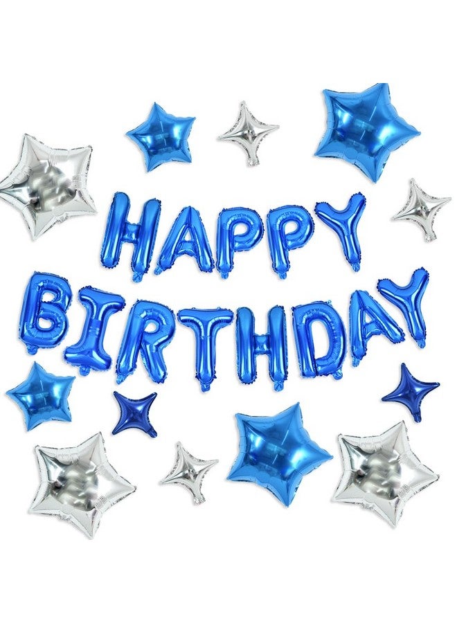 TONIFUL 35PCS Blue Happy Birthday Decorations 16 Inch Happy Birthday Balloon Banner with Star Balloons Mylar Foil Birthday Party Decorations Supplies for Men Women Adults Girls Boys Kids - Image 1