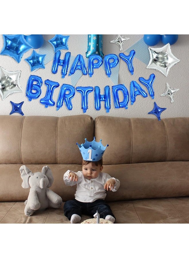 TONIFUL 35PCS Blue Happy Birthday Decorations 16 Inch Happy Birthday Balloon Banner with Star Balloons Mylar Foil Birthday Party Decorations Supplies for Men Women Adults Girls Boys Kids - Image 3