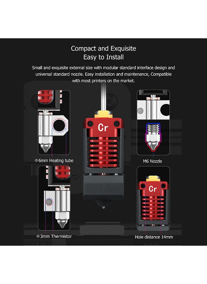 Creality 3D - CREALITY Spider High-temperature Hotend Fast Heating Dissipation for 3D Printer Ender-3 Pro/Ender-3/Ender-3 V2/Ender-5/Ender-2/CR-10 S5/CR-10/CR-20 Pro Support PLA ABS PETG TPU Nylon Filament - Image 1