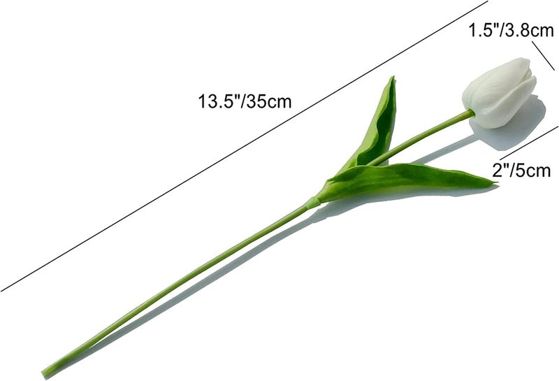ZINLEY 6pcs White Flowers Artificial Tulip Silk Flowers 135 in Bulk Home Kitchen Wedding Decorations Artificial Flowers for Decoration Artificial Tulip Flowers for Decoration Pack of 6 - Image 2