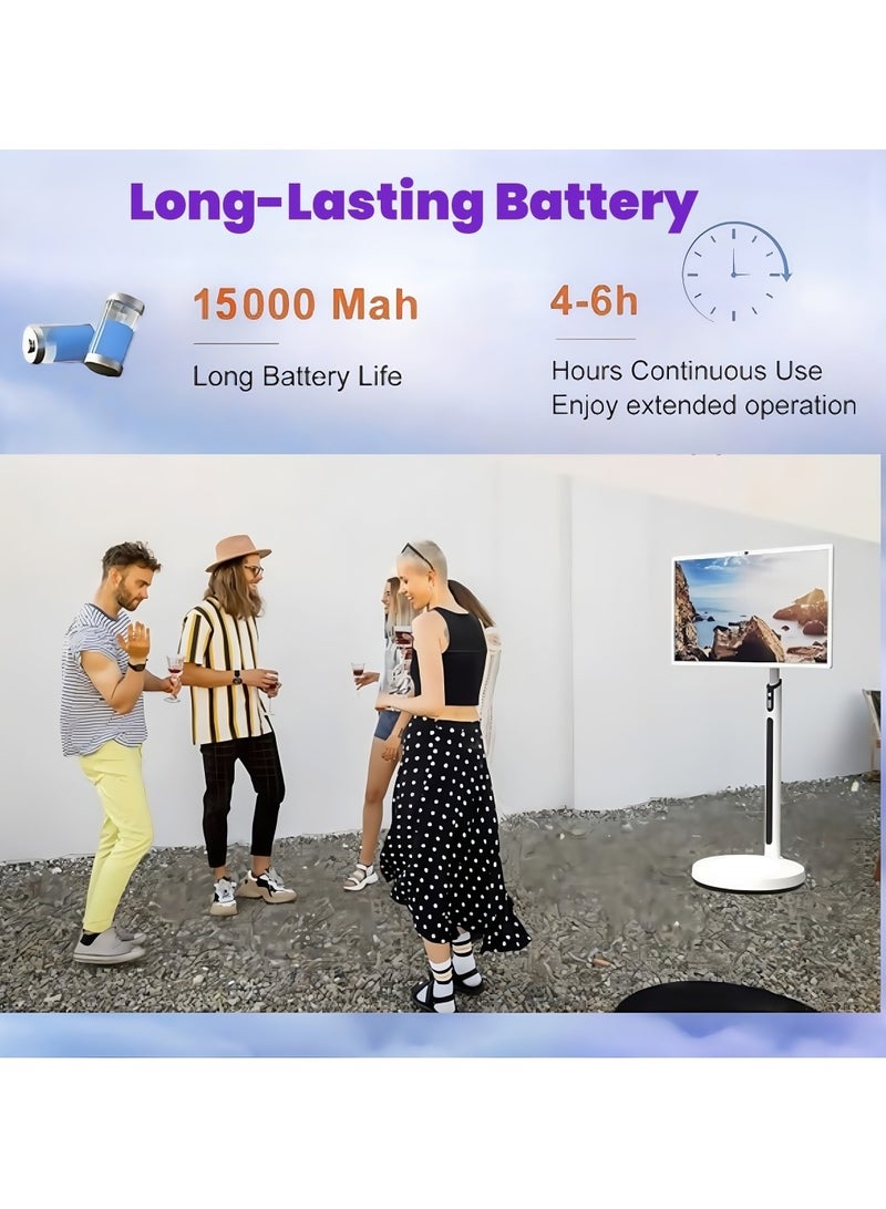 XIAN TIAN XIA 32 Inch Smart Portable TV - 4K Support, Adjustable Floor Touchscreen Monitor, 8G RAM + 128G ROM | Build-in Camera | Android OS, Battery Powered 4-6 Hours - Image 5