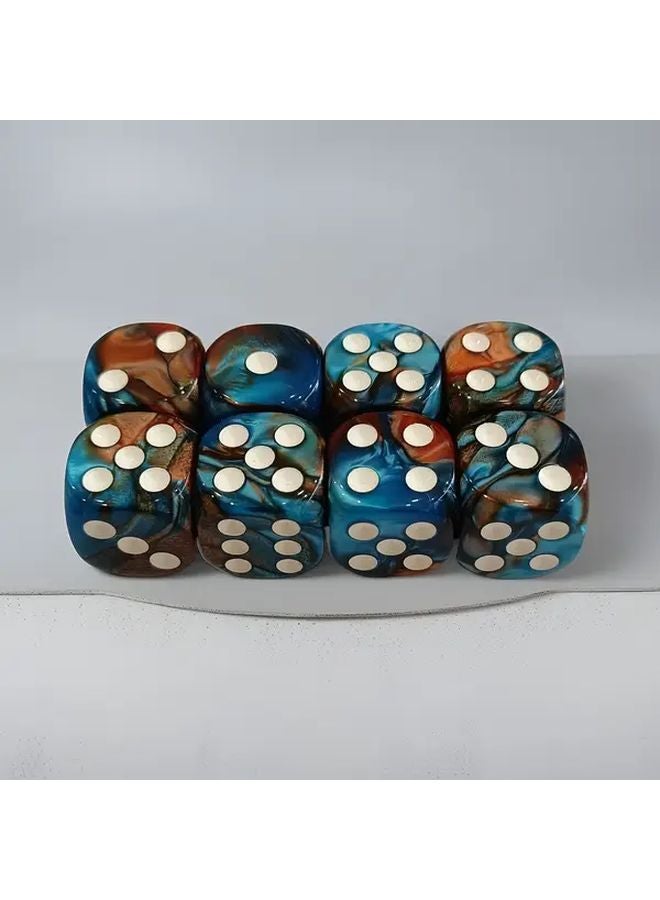 6 قطع من النرد الأكريليكي برقائق الرخام باللونين الأزرق والبنفسجي مقاس 16 ملم لألعاب الطاولة والهدايا - Image 4