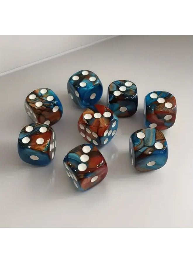 6 قطع من النرد الأكريليكي برقائق الرخام باللونين الأزرق والبنفسجي مقاس 16 ملم لألعاب الطاولة والهدايا - Image 2