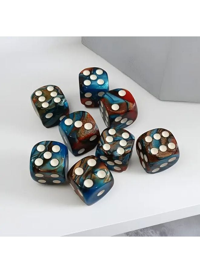 6 قطع من النرد الأكريليكي برقائق الرخام باللونين الأزرق والبنفسجي مقاس 16 ملم لألعاب الطاولة والهدايا - Image 3