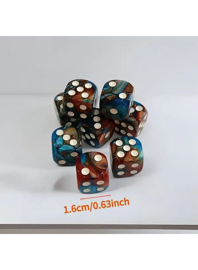 6 قطع من النرد الأكريليكي برقائق الرخام باللونين الأزرق والبنفسجي مقاس 16 ملم لألعاب الطاولة والهدايا - Image 5