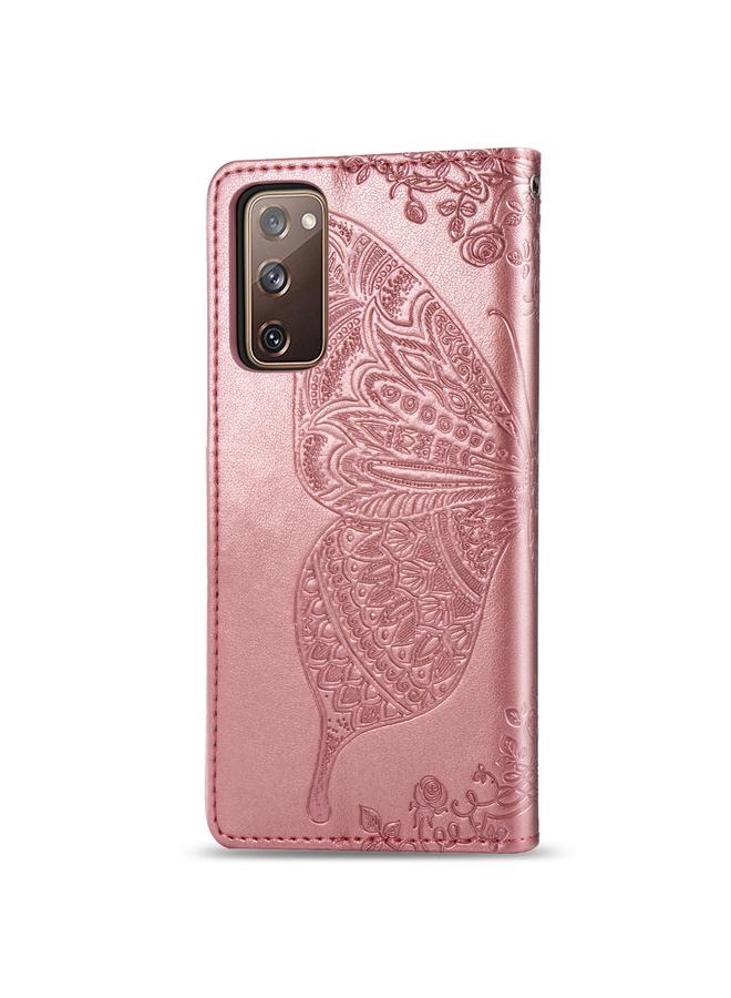 Zaboon Case For Galaxy S20 FE / S20 Lite Butterfly Love Flower Embossed Horizontal Flip Leather Case with Bracket / Card Slot / Wallet / Lanyard - Image 3