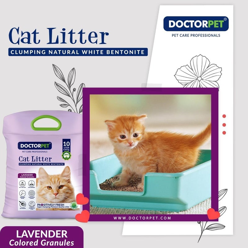 DoctorPet Cat Litter Lavender - 100% Natural Clumping Bentonite,Scented, Ultra Absorbent,Easy Scooping, Dust-Free, Odor Control, Easy Scooping, Hypoallergenic & Non-Stick Paw Formula 10L - Image 3