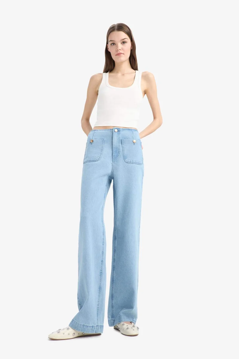 Defacto  90's Wide Leg High Waist Long Jeans for Women | Best Price UAE