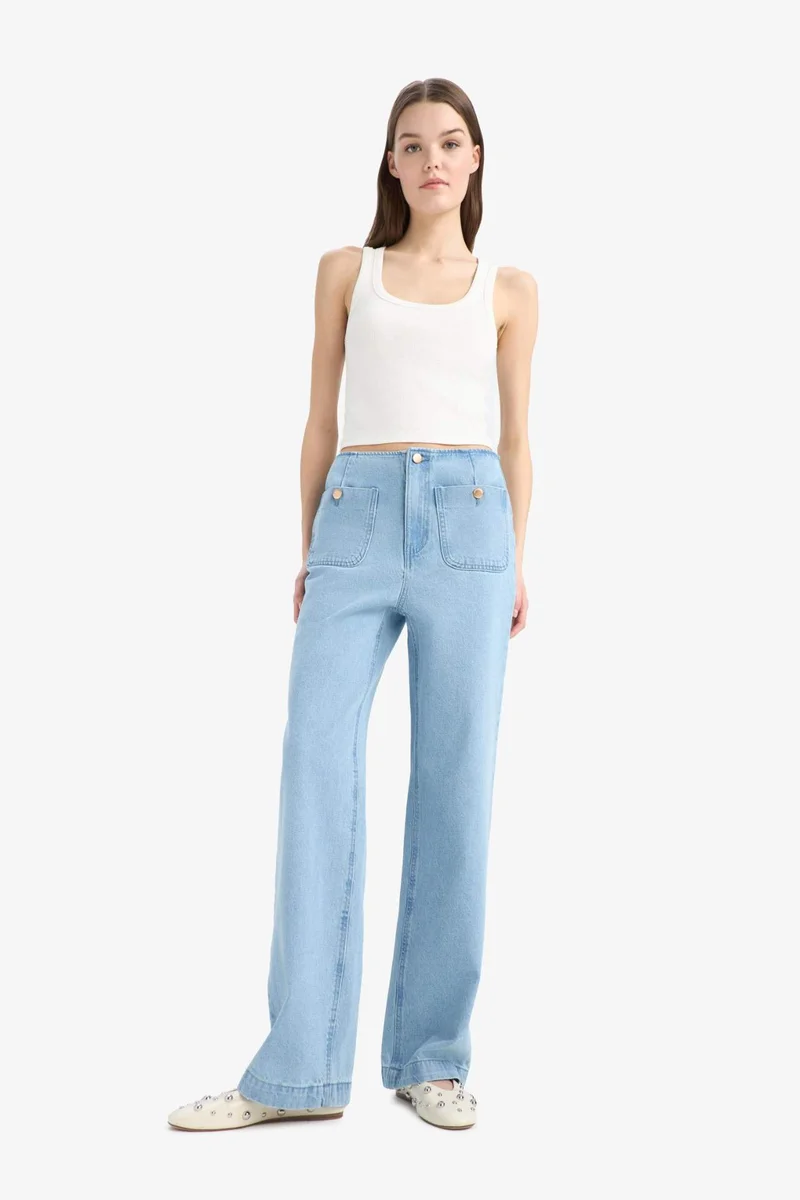 ديفاكتو 90's Wide Leg High Waist Long Jeans